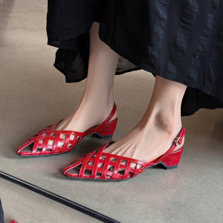 Karin Luna Braided Style ~Cross-woven Pointed Toe Closed-toe Sandals