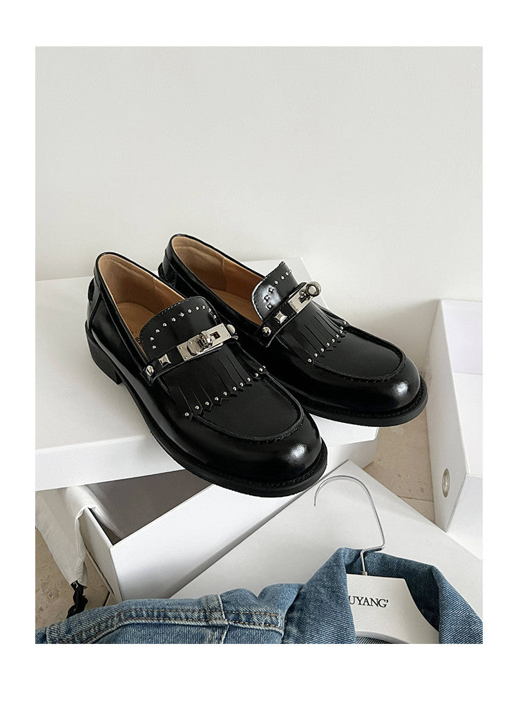Karin Luna Casual Shoes Series~ Spot Goods Spot Goods Hot-selling Tassel Element Small Gold Buckle Single Shoes