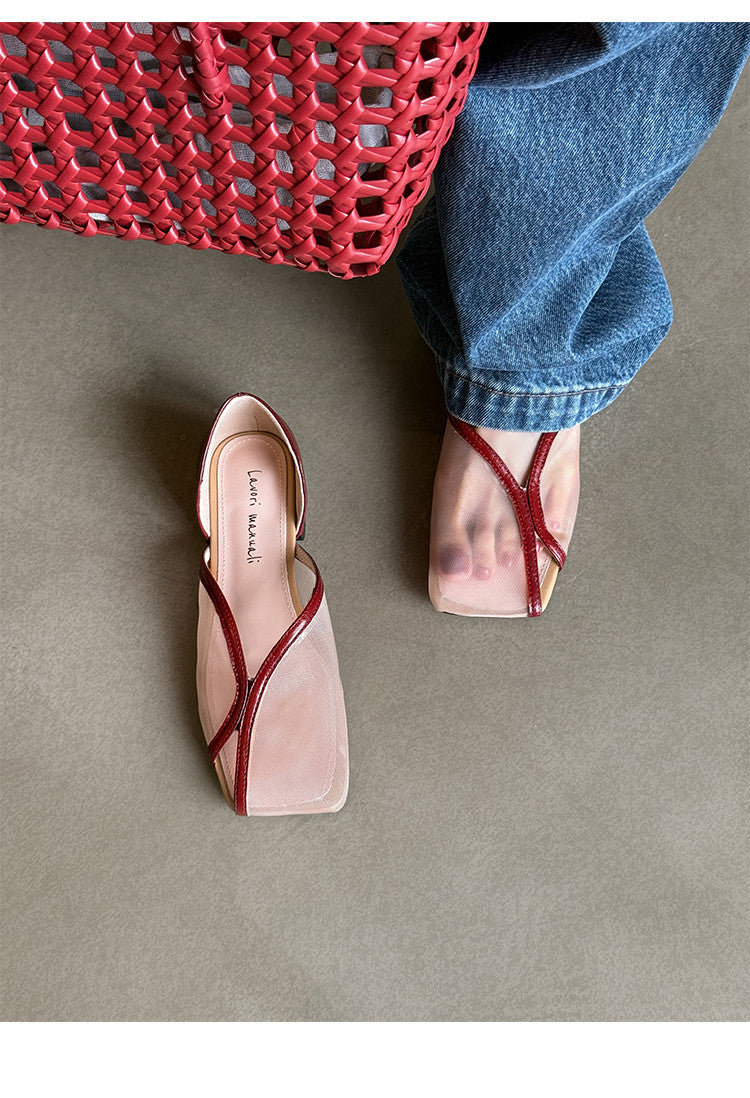 Karin Luna In Stock Spot Goods  Square Toe Mesh Sandals