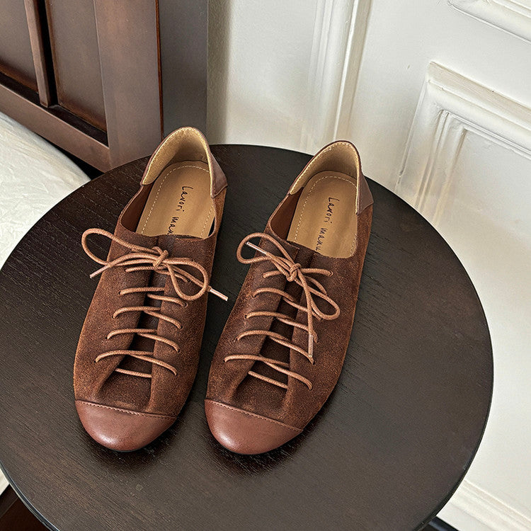 Karin Luna In Stock In Stock   Xiaohongshu Hot-Selling Lace-Up Round-Toe Deep Mouth Single Shoes