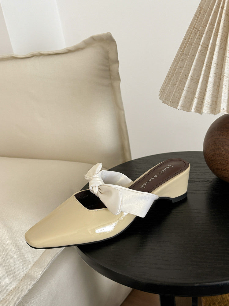 Karin Luna In Stock In Stock  Fluffy feel Bowknot Closed-Toe Slippers