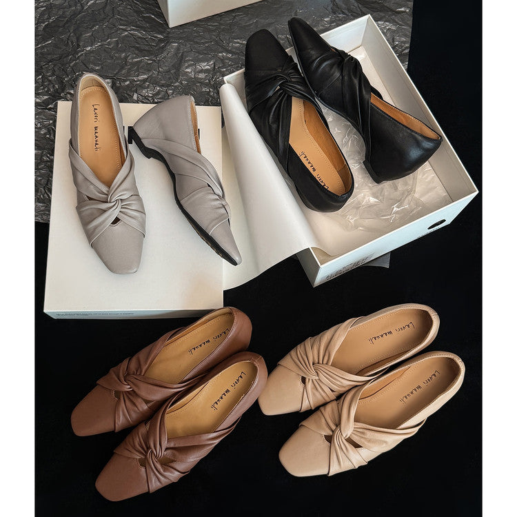 Karin Luna Cross Design Square Toe Hidden Wedge Shoes