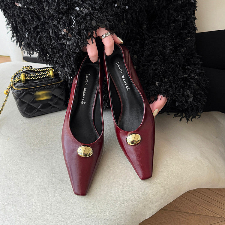 Karin Luna In Stock In Stock ~Basic Versatile French Style Small Square Toe Shallow Mouth Single Shoes