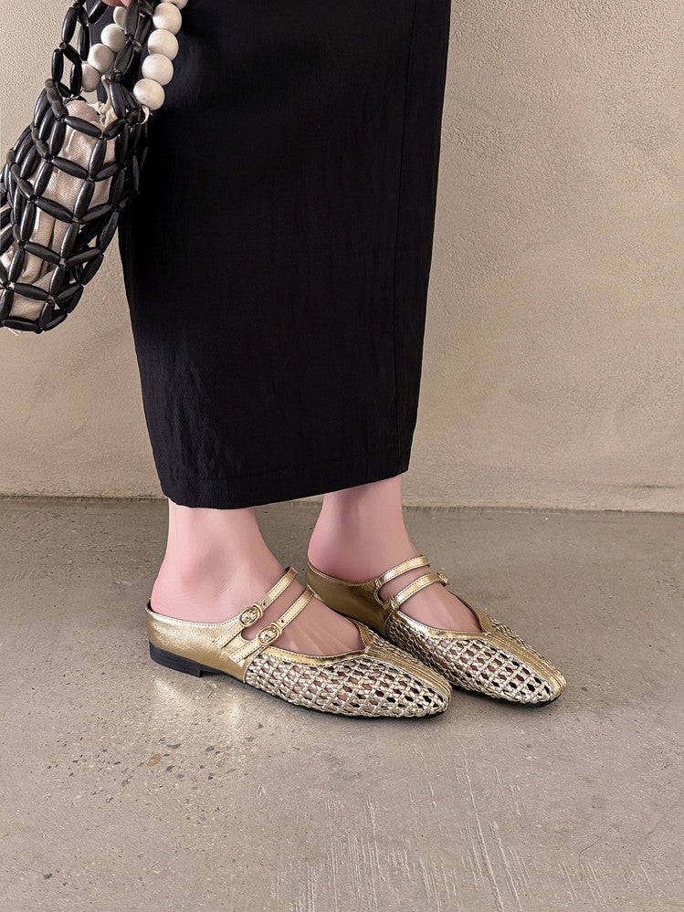 Karin Luna In Stock Spot Goods Hollow Woven One-Strap Closed-Toe Slippers