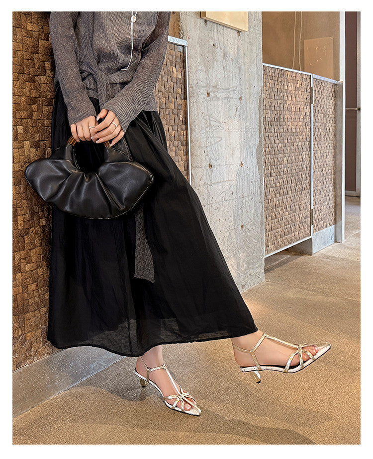 Karin Luna In Stock Spot Goods  French-style Hollow-out Thin Strap Sandals