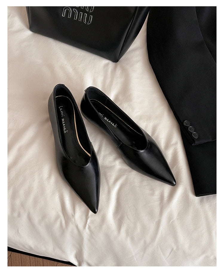 Karin Luna In Stock Spot Goods Classic three-color pointed toe metal heel shoes