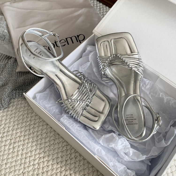 Karin Luna Data Hot Item  Comes with data plan included Hand-woven Square Toe Sofa Insoles Irregular Heel Sandals