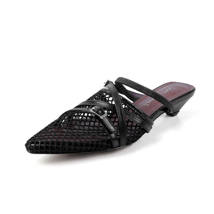 Karin Luna In Stock  Spot Goods  Mesh Series Elegant Closed-Toe Belt Buckle Slippers