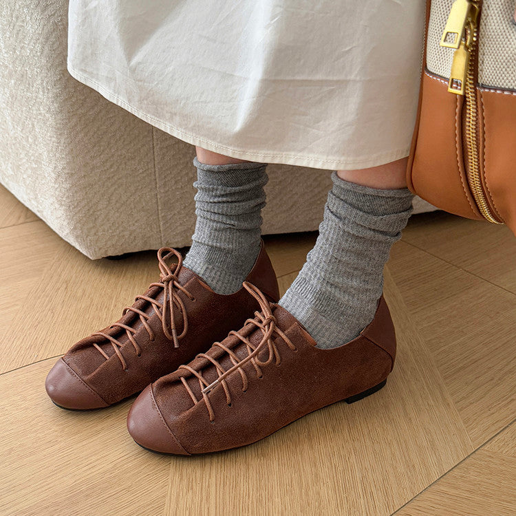 Karin Luna In Stock In Stock   Xiaohongshu Hot-Selling Lace-Up Round-Toe Deep Mouth Single Shoes