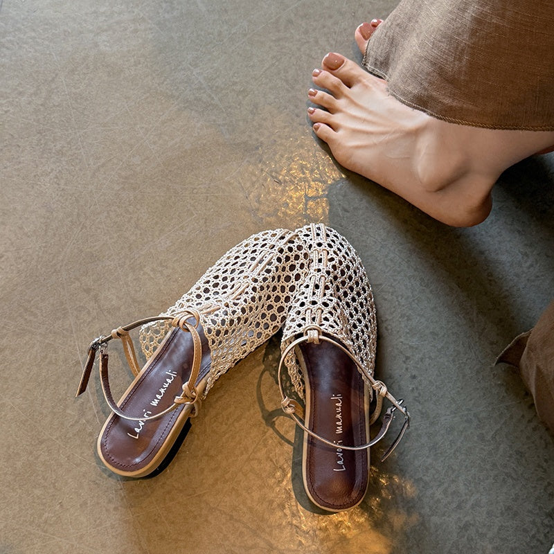 Karin Luna In Stock Spot Goods  Resort Style Series~Casual woven closed-toe flat sandals
