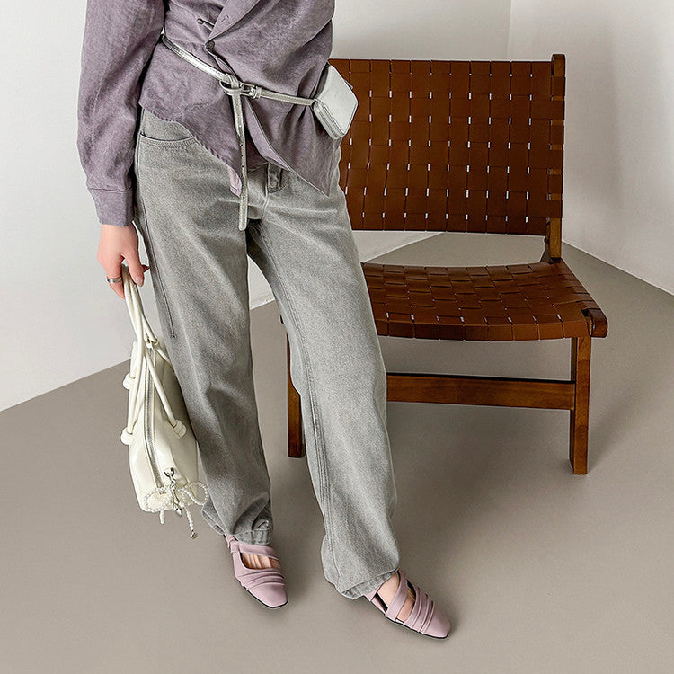 Karin Luna In Stock In Stock Minimalist Soft Upper Small Square Toe Chunky Heel Sandals