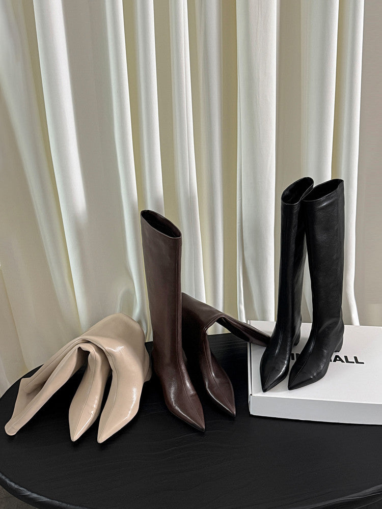 Karin Luna Hot-Selling Internal Height Increase Pointed Toe Straight-Leg Hot-Selling Long Boots