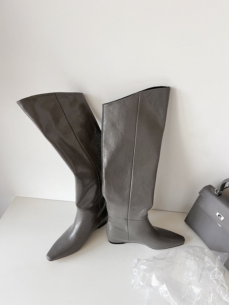 Karin Luna Elegant Style Slanted Inner Height-Increasing Long Boots