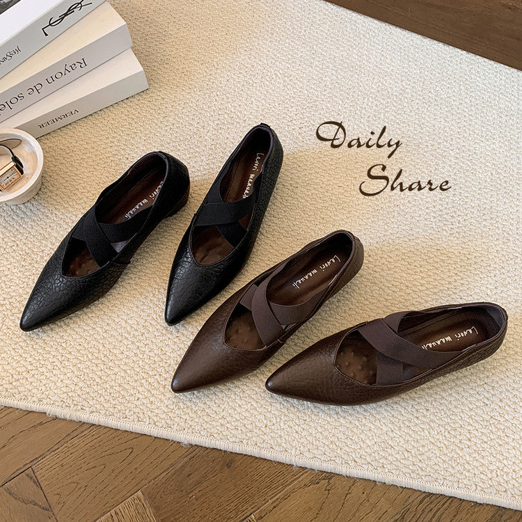 Karin Luna In Stock  Spot Goods  a Large Number of Spot Goods Pointed Toe Cross Strap Hidden Wedge Shoes