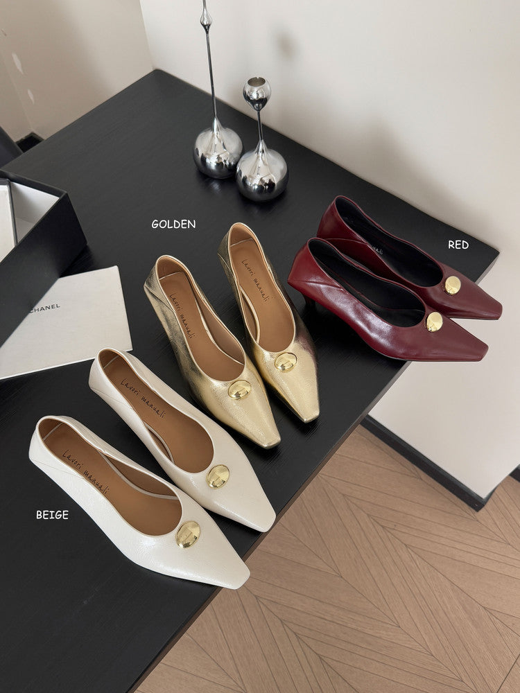 Karin Luna In Stock In Stock ~Basic Versatile French Style Small Square Toe Shallow Mouth Single Shoes