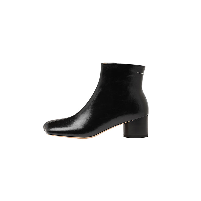 Karin Luna French Style Square Toe Chunky Heel Ankle Boots