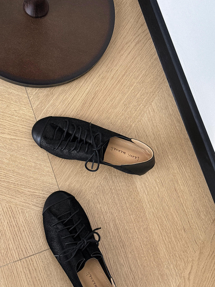 Karin Luna In Stock In Stock   Xiaohongshu Hot-Selling Lace-Up Round-Toe Deep Mouth Single Shoes