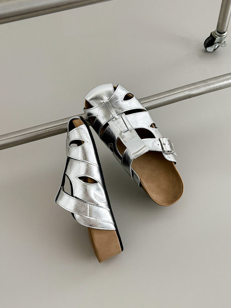 Karin Luna Full Layer Inside and Out~Basic Versatile Perforated Round Toe Birkenstock Slippers