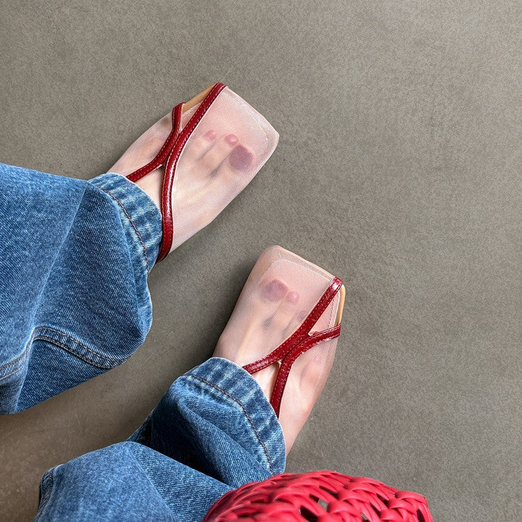 Karin Luna In Stock Spot Goods  Square Toe Mesh Sandals