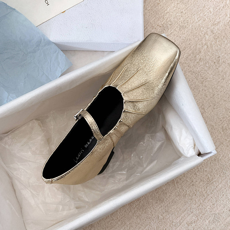 Karin Luna In Stock Spot Goods  Vintage Wrinkled One-Strap Granny Flats