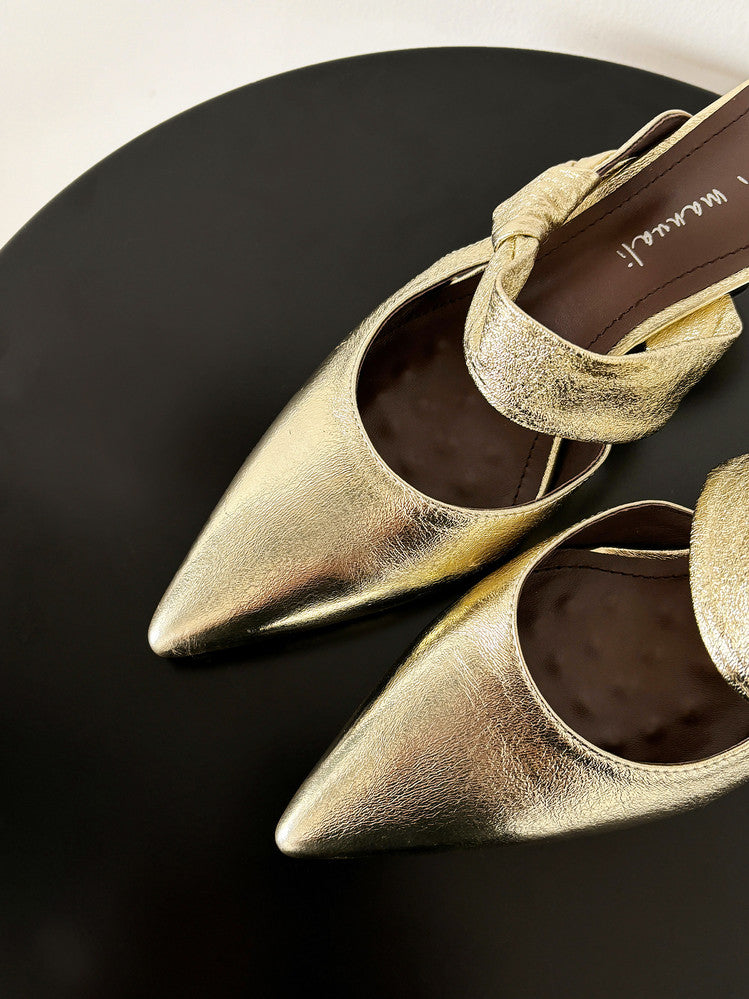 Karin Luna In Stock Spot Goods  Pointed Toe Irregular Heel Elegant Retro Strap Slippers
