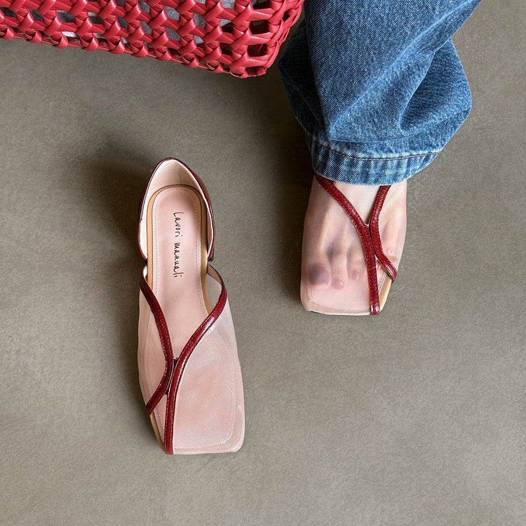 Karin Luna In Stock Spot Goods  Square Toe Mesh Sandals