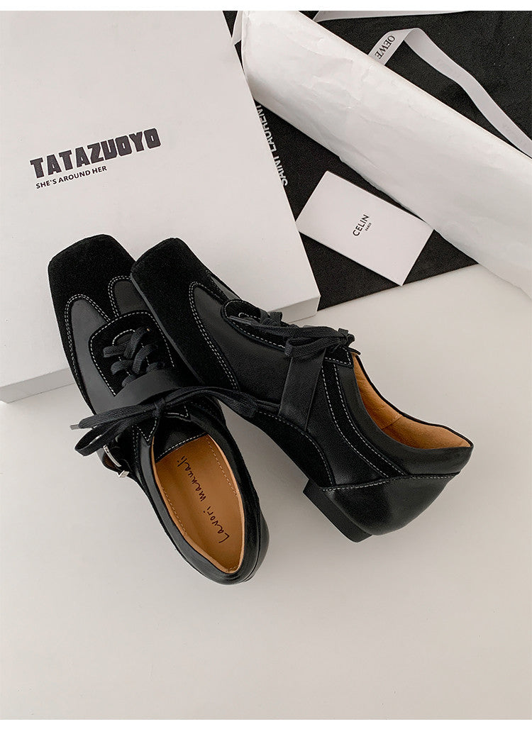 Karin Luna In Stock Spot Goods  Designed retro square-toe ballet shoes with laces