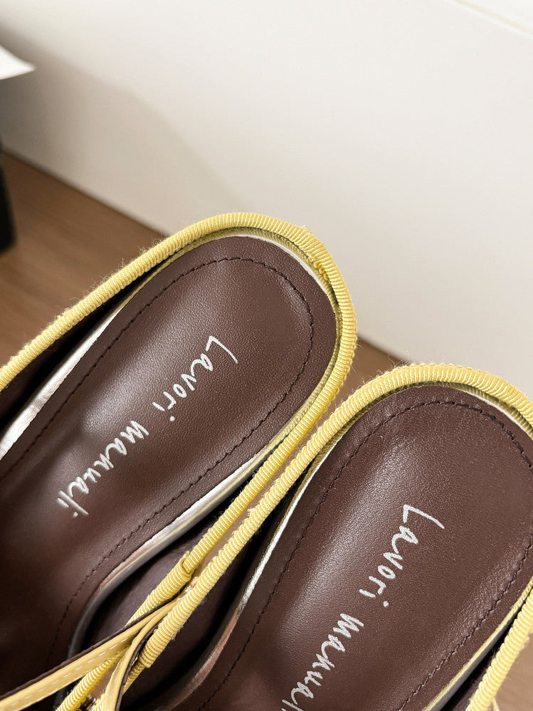 Karin Luna In Stock Spot Goods  Full-grain leather inside and out  Ultra Exquisite Round Toe Hidden Heel Closed-Toe Slippers