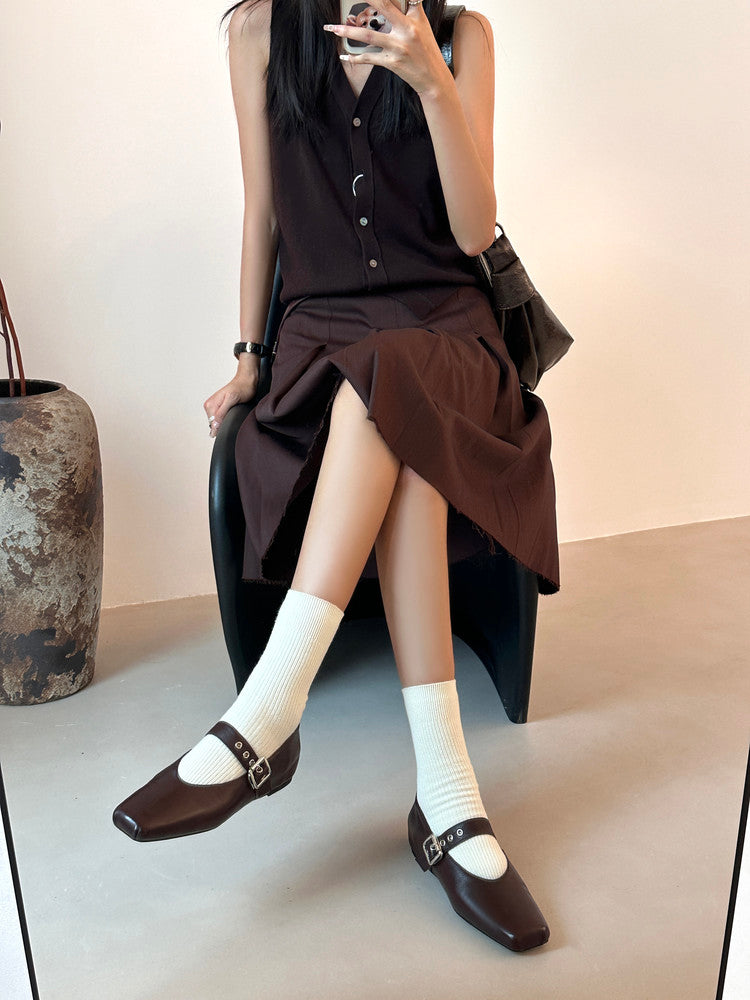 Karin Luna In Stock Spot Goods  Square Toe Internal Height Increase Detachable Bowknot