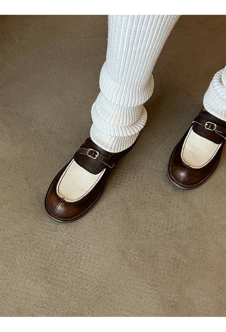 Karin Luna Casual Shoes Series~  In stock Classic color-blocking British style deep-mouth single shoes