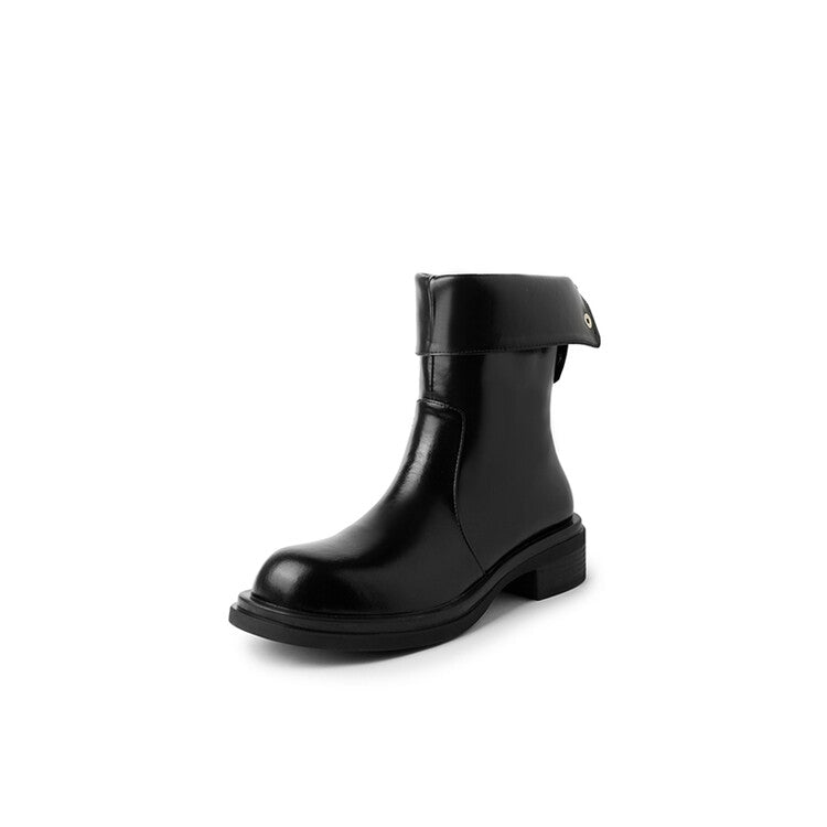 Karin Luna Classic Basic Style   Convertible Foldable Hidden Buckle Snow Fur Shoes Full cowhide Basic Flat Short Boots