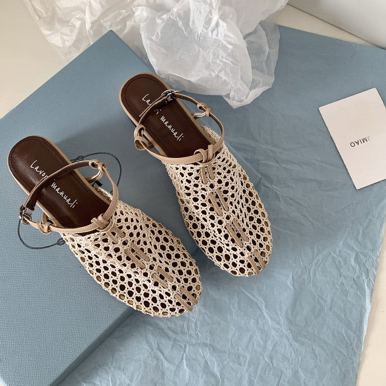 Karin Luna In Stock Spot Goods  Resort Style Series~Casual woven closed-toe flat sandals