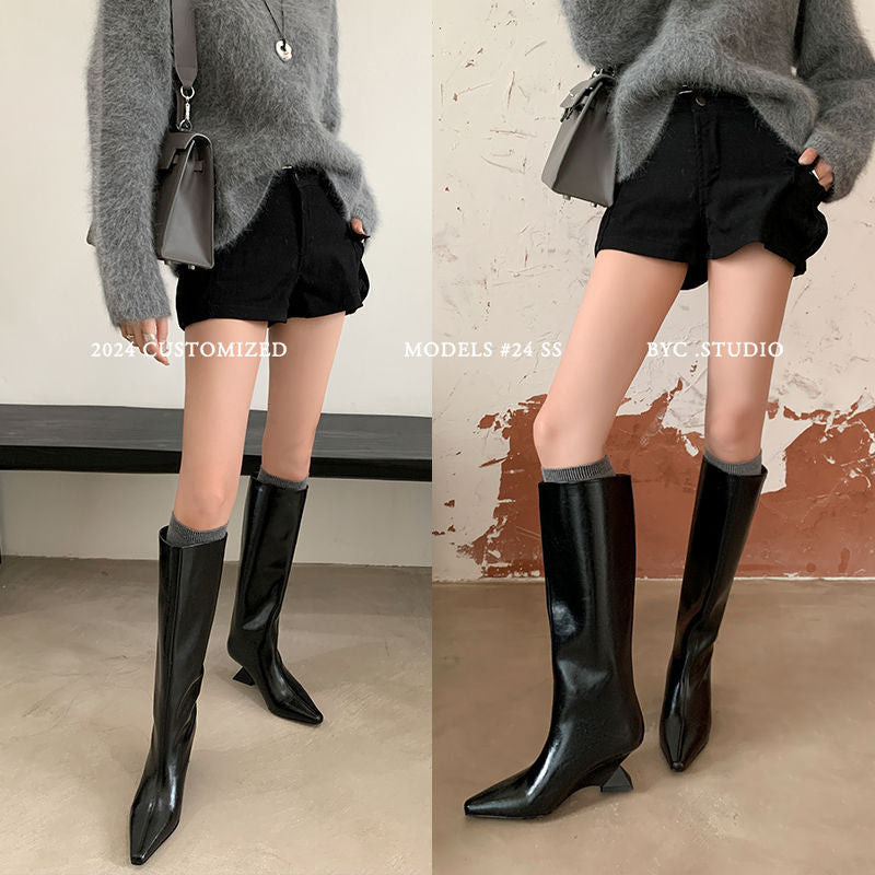 Karin Luna European and American Style Unisex Square-Toed Long Boots
