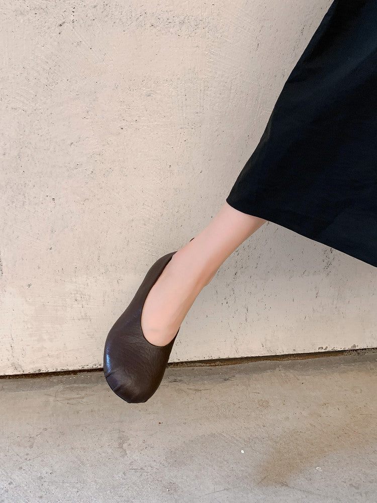 Karin Luna Full Layer Inside and Out~Elephant Pattern Round Toe Hidden Wedge Granny Shoes