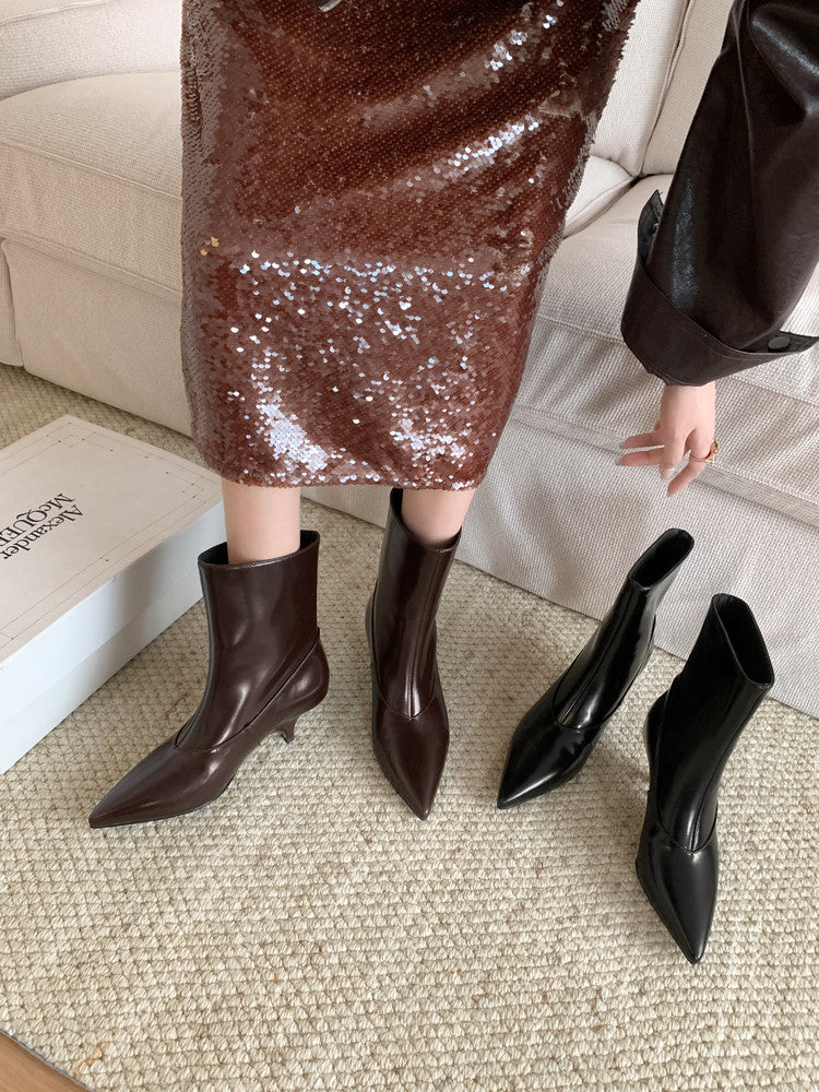 Karin Luna In Stock  Spot Goods Elegant kitten heel pointed toe trendy ankle boots