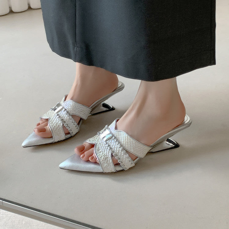 Karin Luna Fish Skin Series~Minimalist Pointed Toe Hot-Selling Unique Heel Slippers