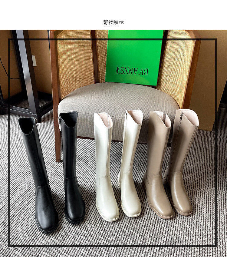 Karin Luna In Stock  Cowhide Niche Versatile Style Knight Boots