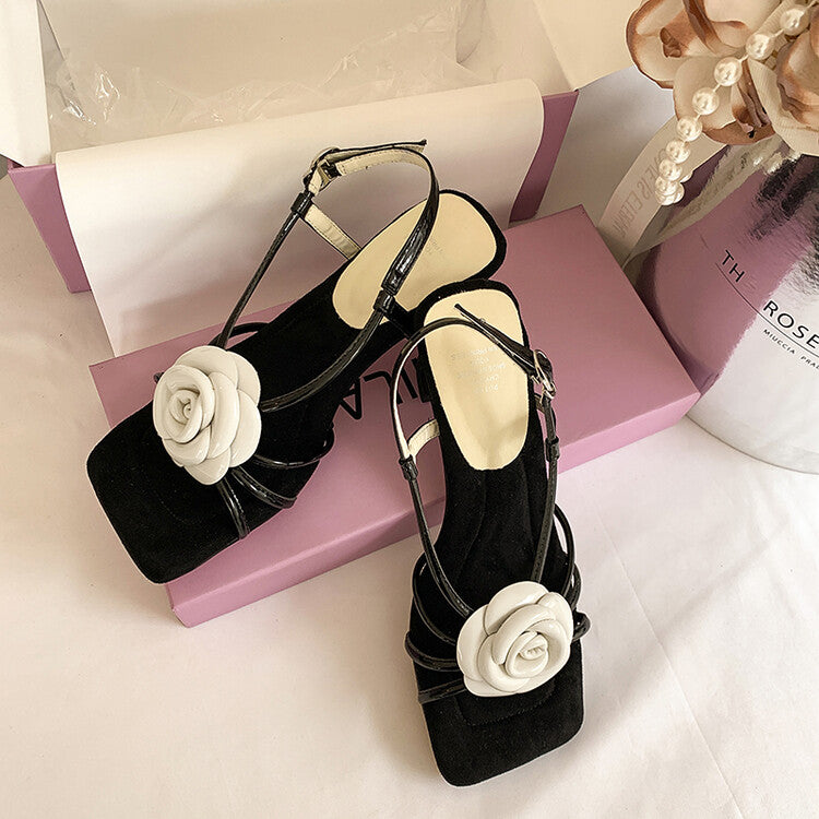 Karin Luna Exquisite Camellia ~French Retro Open-Toe Sandals