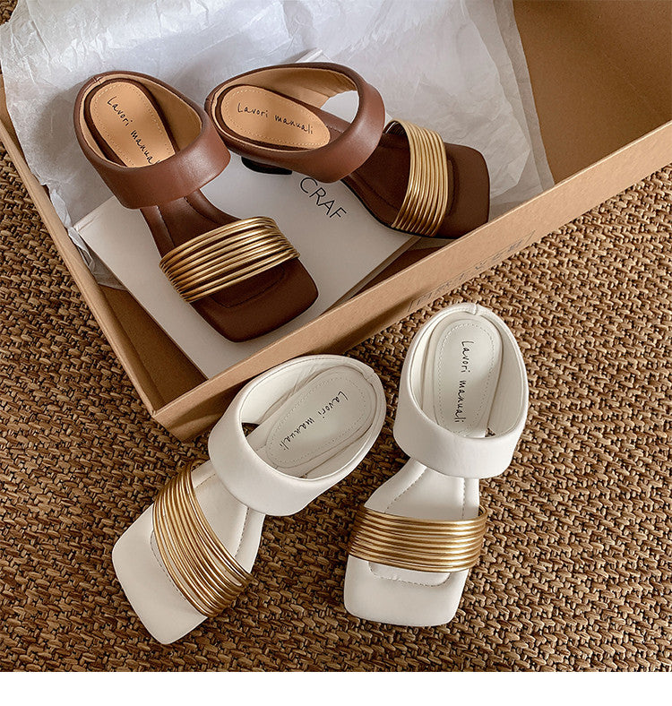 Karin Luna In Stock In Stock Minimalist Style Square-Toed Elegant Slippers