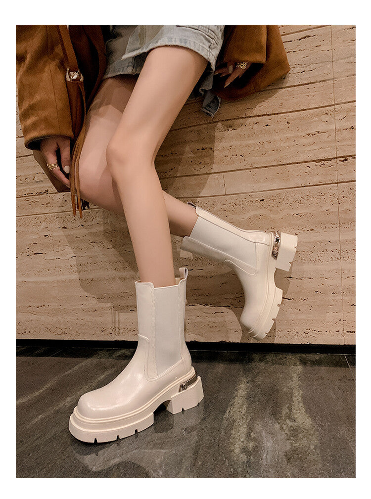 Karin Luna da Brand Series~Rear Metal Decoration Thick Sole Stretch Boots