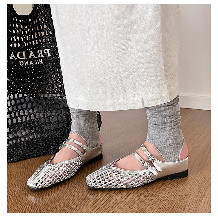 Karin Luna In Stock Spot Goods Hollow Woven One-Strap Closed-Toe Slippers