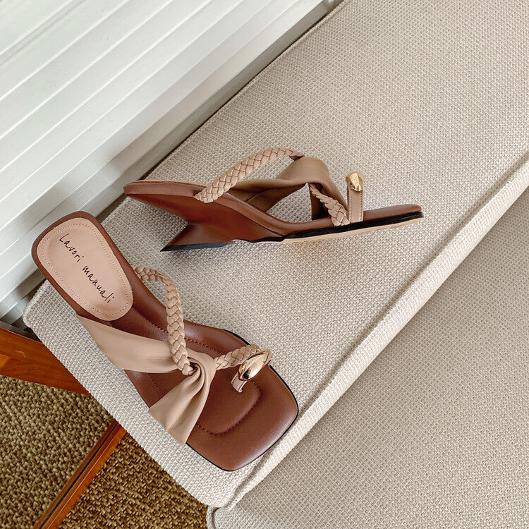 Karin Luna has a sense of design ~Twist Braided Cross Strap Square Toe Sandals