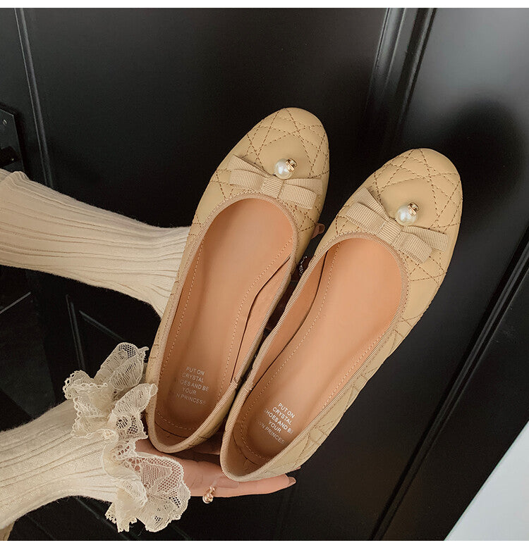 Karin Luna In Stock Spot Goods  Dior's popular retro flat rhombus-pattern granny shoes First Layer Sheepskin Full leather inside and out
