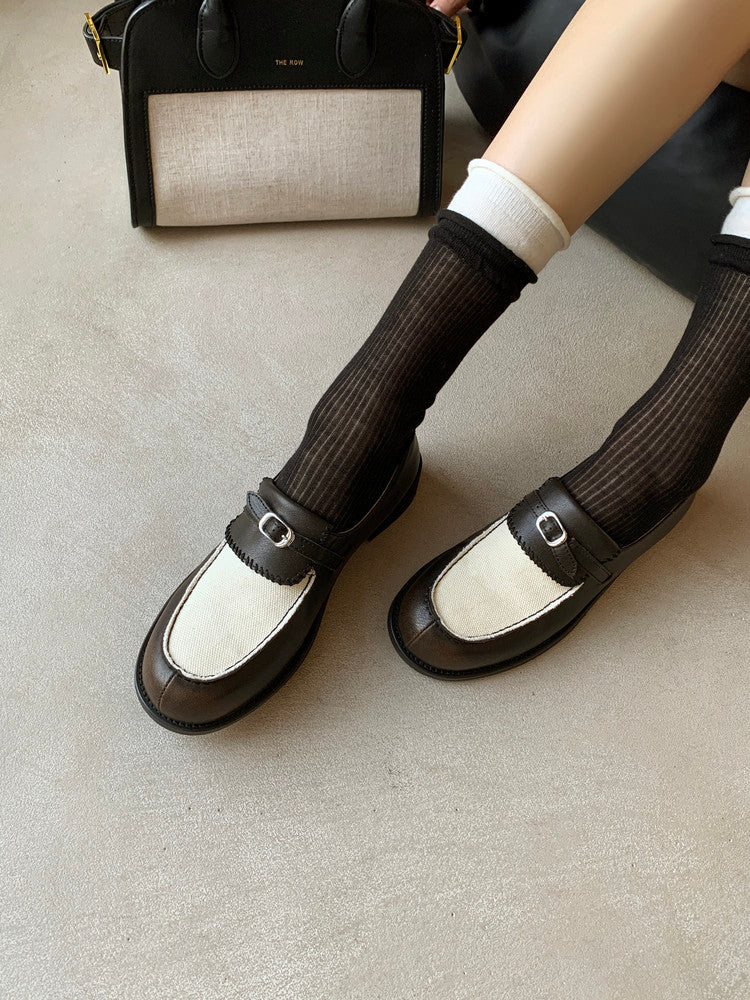 Karin Luna Casual Shoes Series~  In stock Classic color-blocking British style deep-mouth single shoes