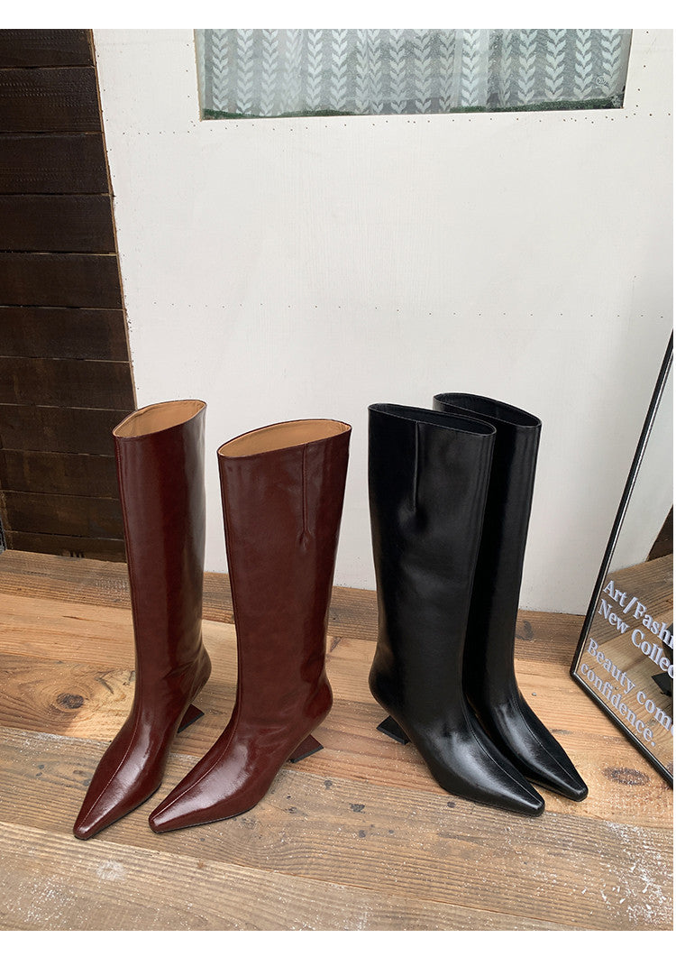 Karin Luna European and American Style Unisex Square-Toed Long Boots