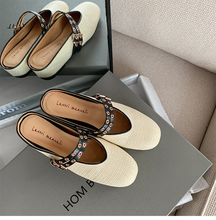 Karin Luna  Closed-Toe Woven Style Height-Increasing Slippers