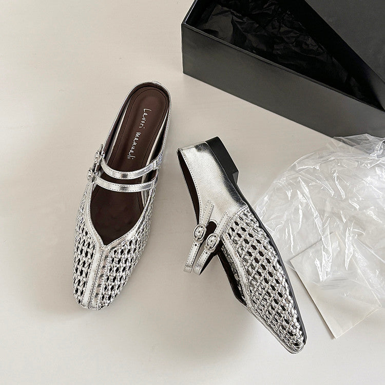 Karin Luna In Stock Spot Goods Hollow Woven One-Strap Closed-Toe Slippers