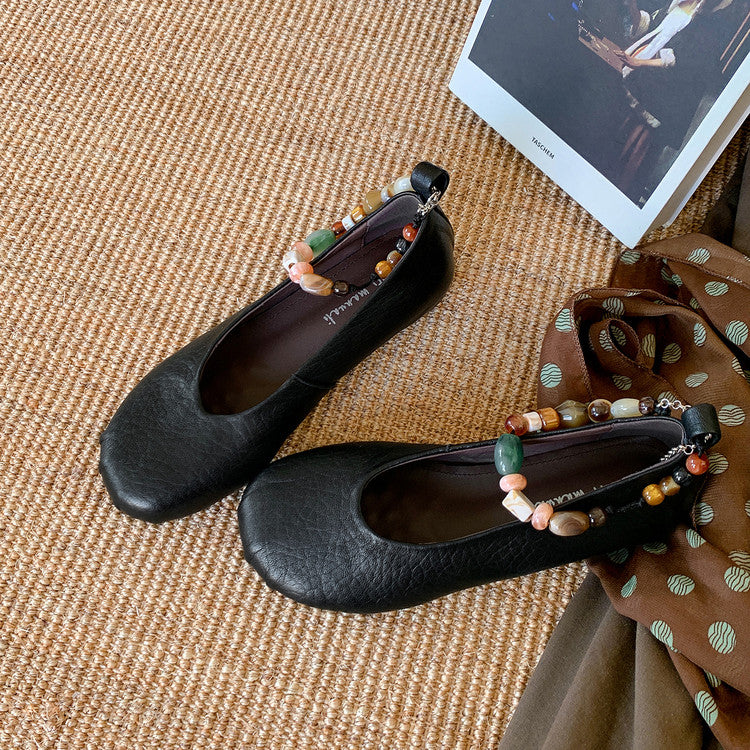 Karin Luna Full Layer Inside and Out~Elephant Pattern Round Toe Hidden Wedge Granny Shoes