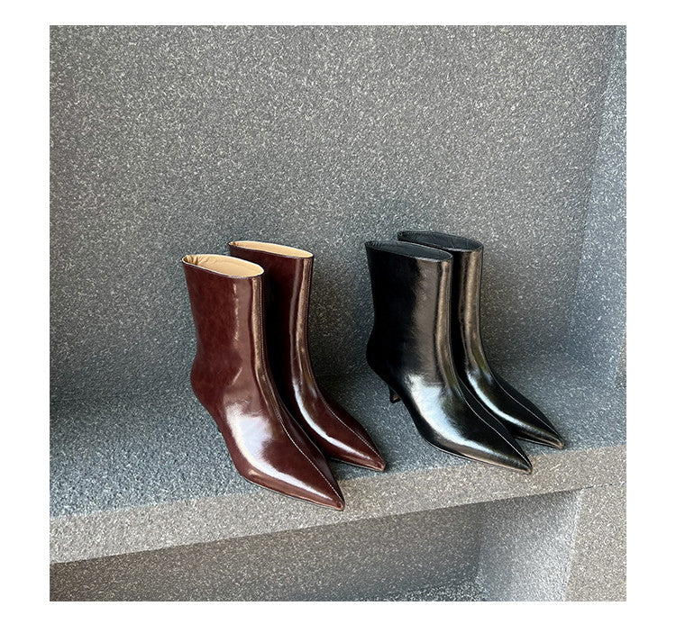 Karin Luna In Stock Spot Goods Minimalist Tube Kitten Heel Short Boots