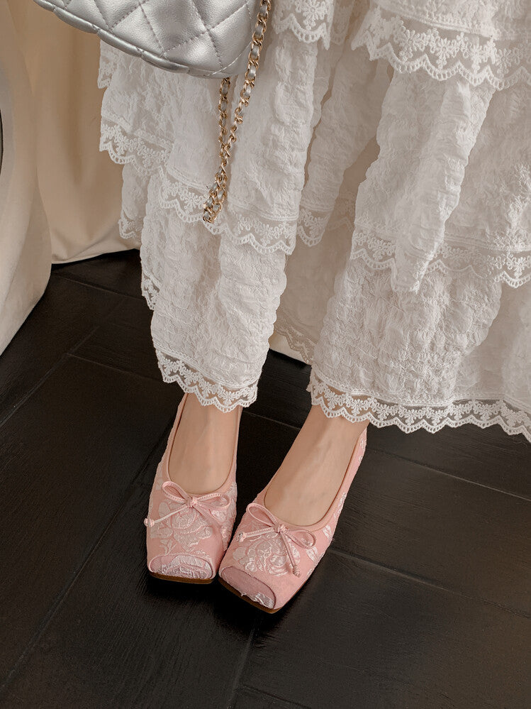 Karin Luna In Stock  In stock  Vintage Chinese Style Embroidered Rose~ Butterfly Knot Granny Shoes